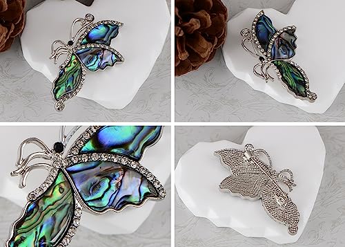 Image of Alilang Abalone Shell Butterfly Insect Brooch Lapel Pins Pendant Scarf Shawl Accessories Wedding Party