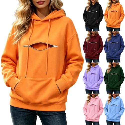 Womens Hoodie with Pet Pouch Zipper Pocket Long Sleeve Sweatshirt - image 1
