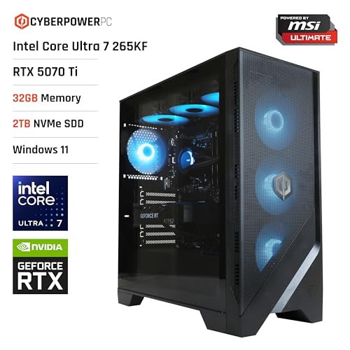 CyberPowerPC x MSI PBM Gaming PC - Intel Core Ultra 7 265KF, Nvidia RTX 5070 Ti, 32GB RAM, 2TB NVMe SSD, 850W PSU, Windows 11, Liquid Cooling, Mag Forge 320R Airflow - Image 2