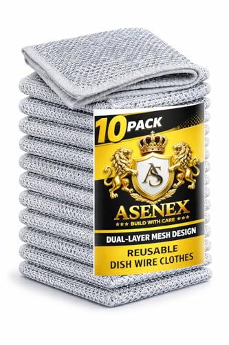 Image of 10 Pack Non-Scratch Wire Dishcloth,Premium Steel Scrubber for Utensils Cleaning, Multipurpose Dish Wash Cloth for Kitchen Cleaning - Dishes, Sink & Counter
