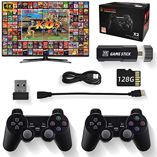 Nostalgia Stick Game, Wireless Retro Stick Game Console, Nostalgiastick Wireless Retro Game Console, Plug & Play Nostalgia Stick 4K Hdmi Output, Dual 2.4G Wireless Controllers (M9 128G (15000+ Games)) #TOP4
