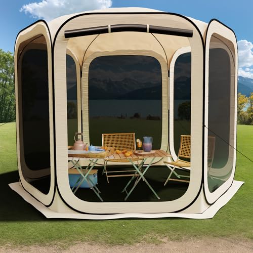 HOOYEAH Pop-up Screen House, Portable Camping Canopy Tent with Carry Bag for Patio, Backyard, Garden and Outdoor Activities, 10×10