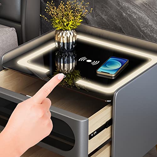Table de chevet créative LED avec serrure à combinaison et chargeur induction - 5