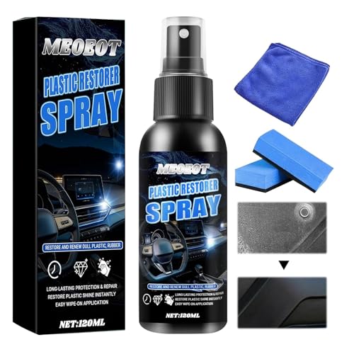 Meoeot Kunststoffsanierung für Autos 120ml Extra Stark Auto Kunststoff Auffrischer Kunststoffpfleger für Reinigung & Pflege Kunststoffe Gummi & Leder Verhindert Vorzeitige Alterung UV-Schutz