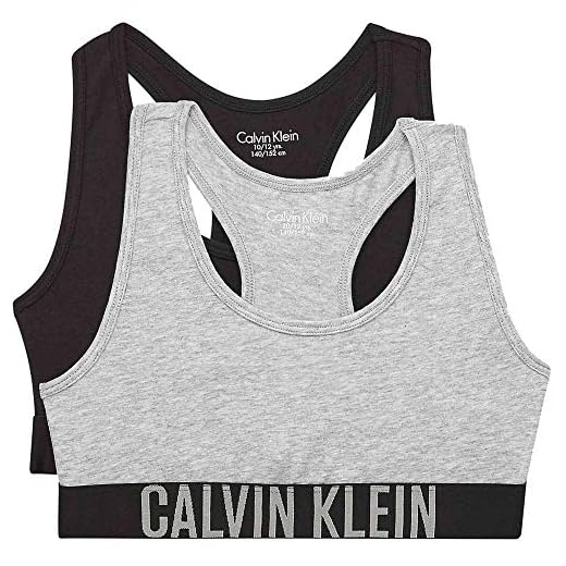 Calvin Klein Flicka bustier (2-pack), Grå (1 grå värme/1 svart 029), One Size (Tillverkarens Storlek: 12/14)