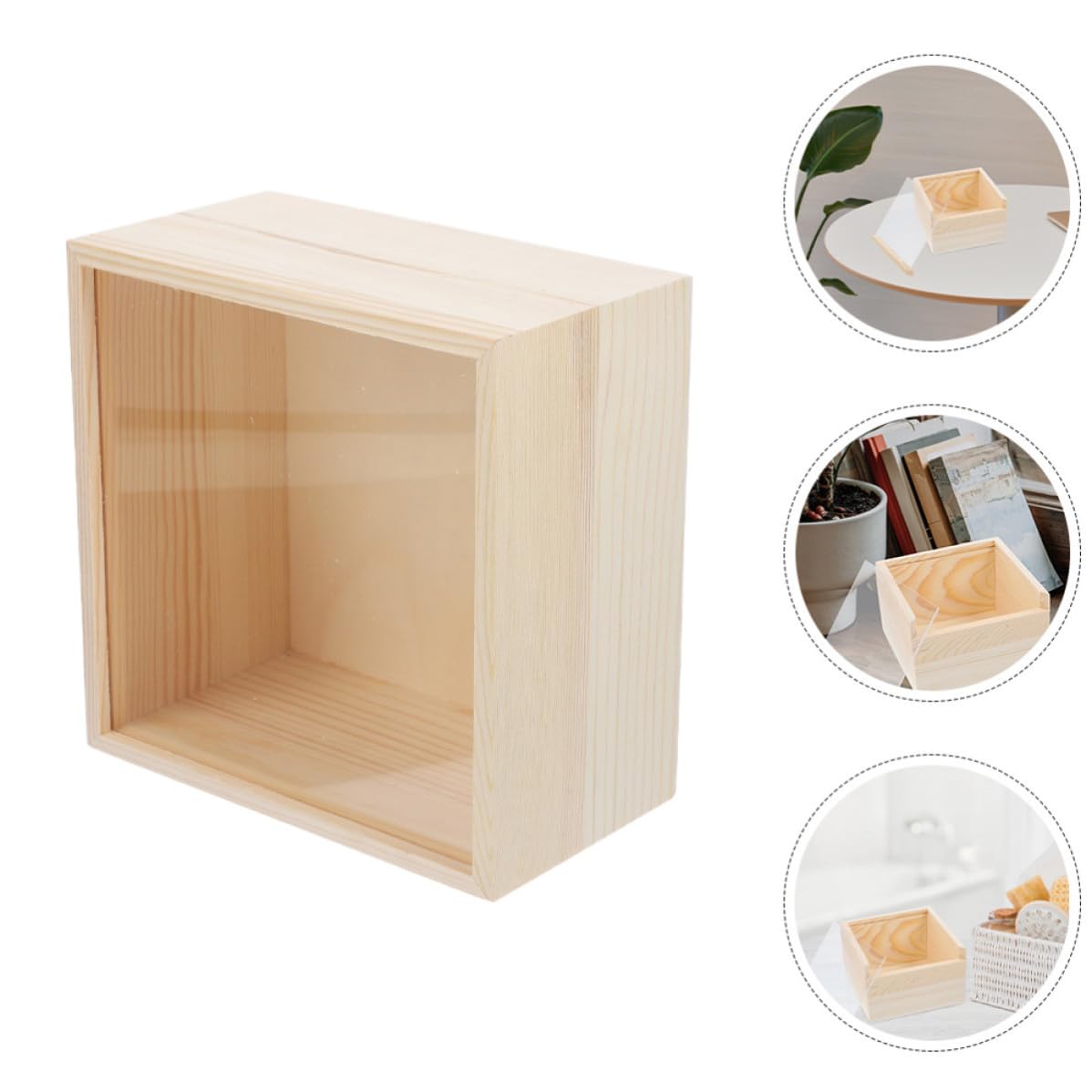 Balacoo Caja Organizadora de Madera y Acrílico Beige Diseño Transparente, Almacenamiento Multifuncional para Joyería y Papelería en Tocadores y Espacios Pequeños, Paquete de 2 Piezas
