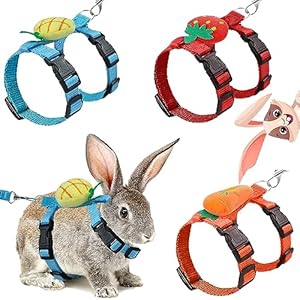 3 Pieces Adjustable Rabbit Harness and Leash Bunny Harness Vest Ferret Leash with Decorations for Rabbit Kitten Puppy Pig and Small Pet Animals (Medium)