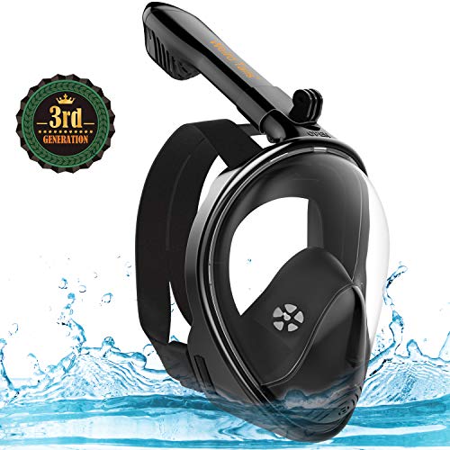 Full Face Snorkel Mask,Advanced Safety with Single Tube Breathing System AllowsÂ ,You to Breathe More Fresh Air While Snorkeling,180 Panoramic Anti Fog Anti Leak Foldable for Adult and Kids