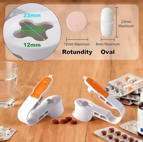 Image of 2nd Generation Pill Extractor Tool with Storage Compartment, Medicine Blister Pack Remover, Dual Tooth Design for Foil Piercing, Built-in Organizer Box,(Orange 1 pcs)