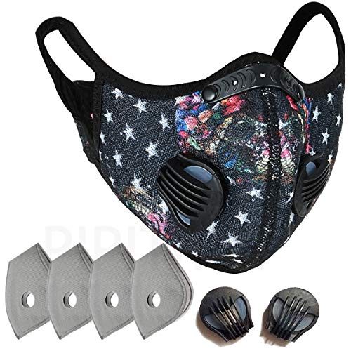 PIPITREE Dust Masks Sport Outdoor Face Masks with Exhalation Valves Adjustable Masks Activated Carbon Filter Masks Men Cycling Motorcycle, New Model13