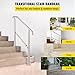 VEVOR Handrail for Outdoor Steps, 2-3 Steps Outdoor Handrail, Adjustable Stainless Steel Staircase Handrail, Thickened Stair Railings for Porch Railing, Deck