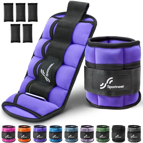 Image of Sportneer Adjustable Ankle Weights for Women and Men 7 lbs /Pair Adjustable Leg Weights with Secure Straps, Strength Training Weighted for Yoga, Walking, Running, Aerobics, Gym, Physical Therapy