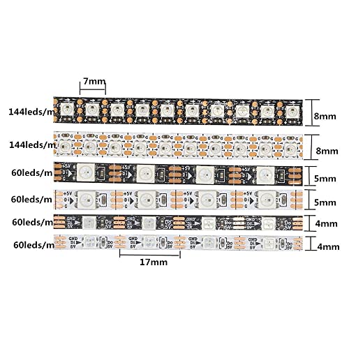 Tira LED RGB programable 6.5ft WS2812B 4mm estrecha miniatura 3