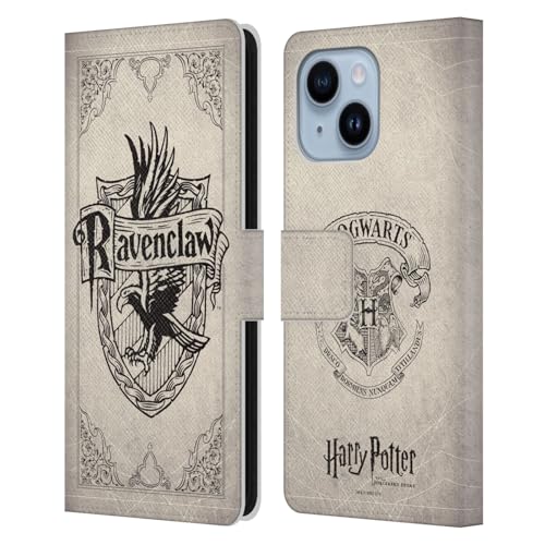 Coque cuir iPhone 14 Plus Harry Potter Ravenclaw aux finitions soignées en parchemin