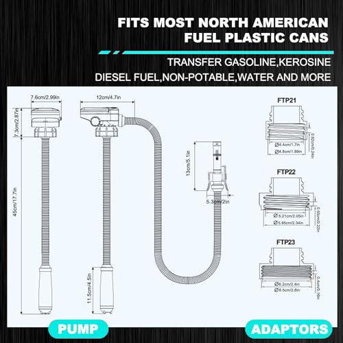 Kraftstoff-Transferpumpe, batteriebetriebene Kraftstoff-Transferpumpe mit langem Schlauch, tragbare Flüssigkeitspumpe für Benzin, Diesel, Kerosin, Leichtöle, Wasser