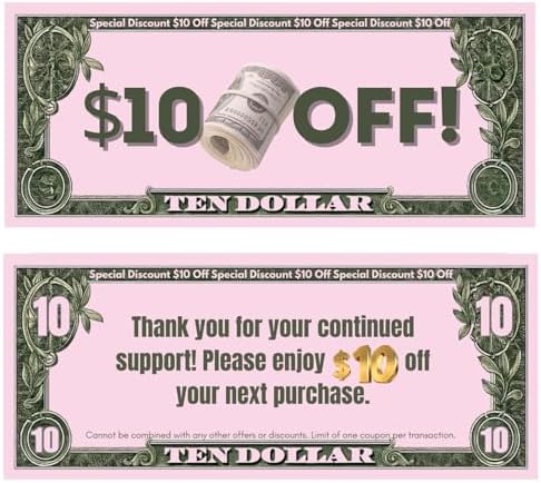 Voucher de presente de $10, cartões de recompensa de fidelidade c...