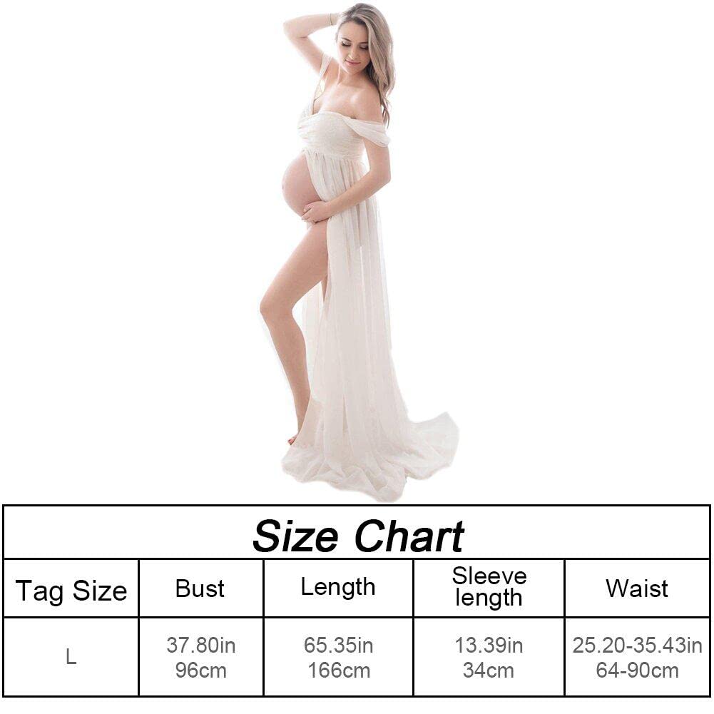 Abito in Chiffon Fuori Spalla Abiti Maxi Gravidanza Davanti Abiti di maternità per Fotografia per Il Servizio Fotografico