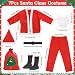 GLOSKIN Weihnachtsmann Kostüm,7-Teiliges Weihnachtskostüm Herren-Set für Erwachsene, mit Nikolaus Bart,Mütze,Schuh, Kleidung,Hosen,Gürtel und Geschenktüten