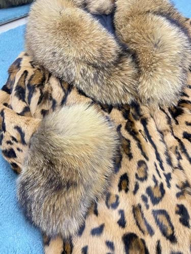 Women's Genuine Rabbit Fur Coat Long Jacket With Fox Fur Collar Cuffs Warm Outerwear4