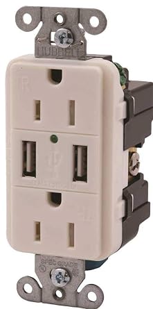 Hubbell Wiring Systems USB15X2W USB Receptacle