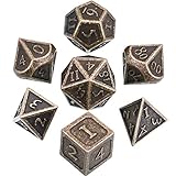  Hestya 7 Stücke Metall Würfel Set DND Spiel Polyeder Solide Metall D&D Würfel Set mit Aufbewahrungstasche und Zinklegierung mit Emaille für Rollenspiele (Neues Bronze Kupfer)