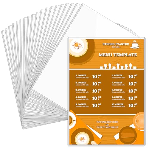 Pochettes de menu A4 en PVC haute transparence et ultra résistant (20 pièces)