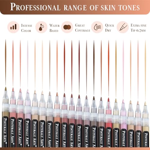 Pinturale Arts® Acrylic Paint Pens Skin Tones | Set 20 Skin Tone Markers Fine Tip 0,7mm | Skin Colour Markers For Coloring, Ceramics, Rock Painting, Glass, Wood, Canvas, Metal - Image 4