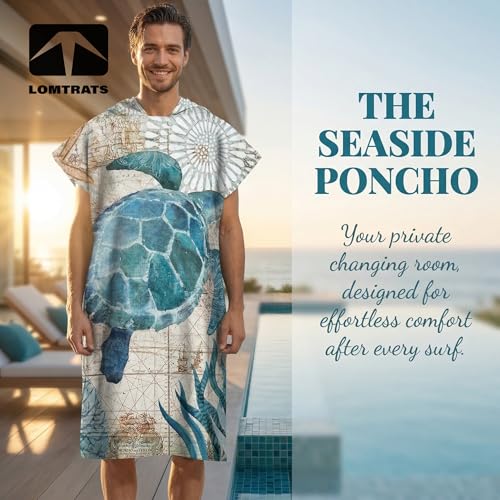 LOMTRATS Poncho de Surf à Séchage Rapide, Serviette à Changer, Robe à Capuche pour Adultes Hommes Femmes, Microfibre Natation Plage Surf Plongée Maison Sources Chaudes Parka de Bain – vue 5