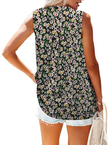 KISSMODA Tank Tops for Women Summer Casual Sleeveless Shirts Dressy Trendy V Neck Tunics Loose Notched Blouses S-3XL