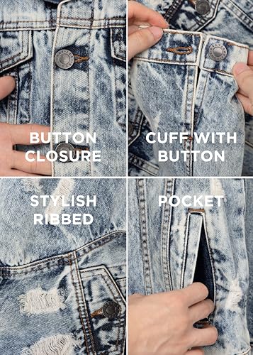 Image of X RAY Boys & Kids Denim Jean Jacket, 100% Cotton & Cotton Flex Washed Fall Outerwear Trucker Casual Jacket for Boys
