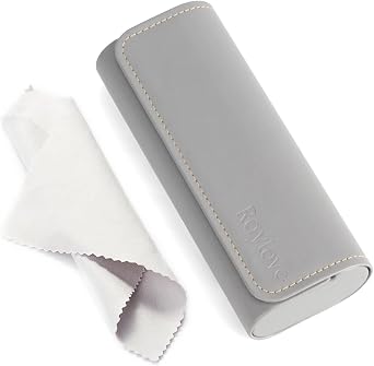 RayLove Glasses Case Hard Shell, Travel Sunglasses Case, Leather Hard Eyeglass Case for Women, Reading Glasses Case for Men Faux Leather, Grey