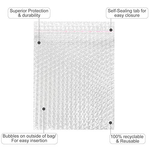 100PCS Bubble Out Bags 7”x 8-1/4”Clear Bubble Mailers, Self-Sealing Double Walled Bubble Pouch Bags for Packing, Moving, Shipping, Mailing, Bubble Cushioning Wrap Bags - Thumbnail 3