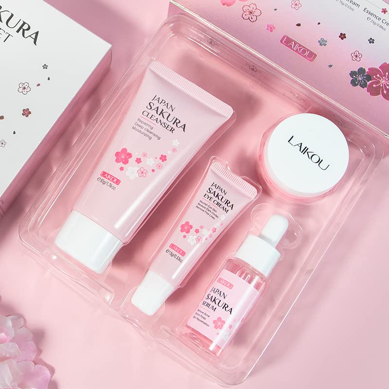 Miniatura 7 de Sakura - Juego de cuidado de la piel, contiene limpiador facial de limpieza profunda+crema facial hidratante + suero facial refinador de la piel +