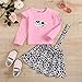 Toddler Baby Girl Ruffled Long Sleeve Cow Print Shirts Top + Leopard Suspender Skirts Overall Dress Clothes Set (Cow Long Sleeve,4-5T)