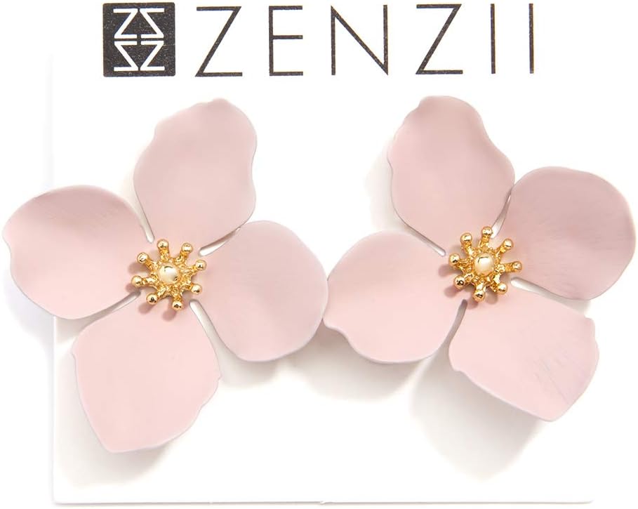 ZENZII Flower Petal Statement Stud Earrings for Women (Mint) - Image 5