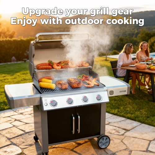 Image of QuliMetal Grill Warming Rack for Weber GS4 Genesis II E-410, II S-410, II SE-410 Grills, Grill Parts for Weber Genesis II 400 Series, Stainless Steel Warming Rack for Genesis 66045