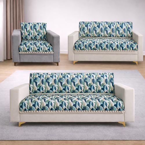 Image of Homerz Premium Printed Quilted Velvet Sofa Slip Cover Protector with Tassels, Sofa Mat, Exact Size, Antislip Cover (Grey Abstract, 6 (3+2+1) Seater, Full)