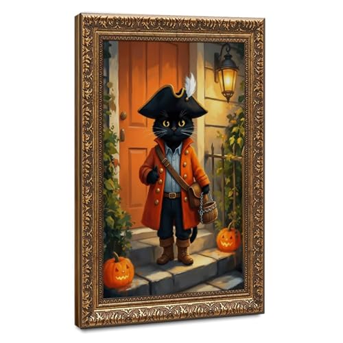 Poster Kitty Trick Or Treat décoration de bureau cadre rétro 30x45cm