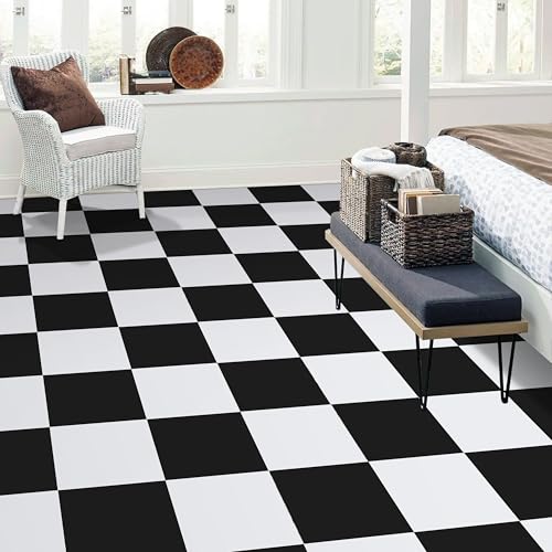 Alow Peel and Stick Floor Tile, 30pcs Self-Adhesive Peel and Stick Flooring, Black and White Vinyl Flooring Waterproof Suit for Kitchen,Toilet RV and More（12inX12in） by Alow - Image 5