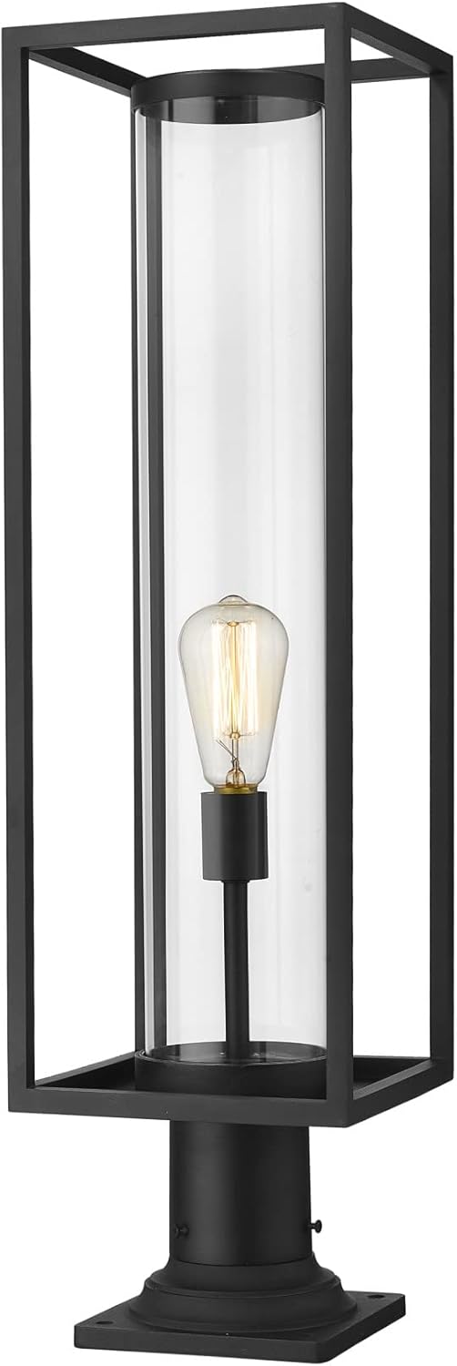 Z-Lite 1 Light Outdoor Post Mount Fixture 584PHBR-BK, Black