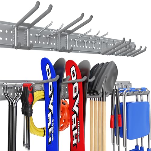 Garage Tool Organizer Wall Mount 48 inches with 10 Adjustable Hea...