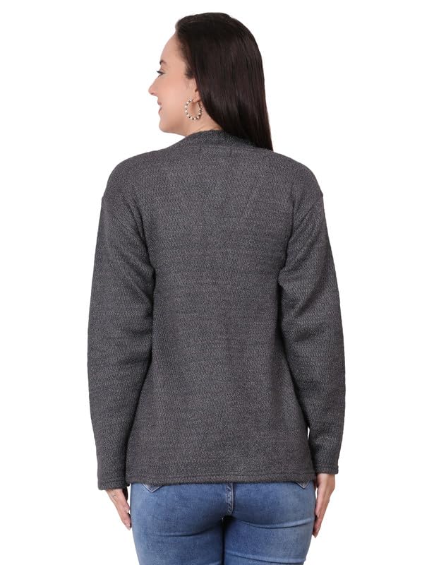 Image of MANRA Women's Woolen V-Neck Buttoned Full Sleeve Cardigan Self Design Soft Wool Fabric Winter Wear Pure Wool Sweater Fully Warm, Front Pockets Cardigan