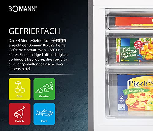 Bomann KG 322.1 / koel-/vriescombinatie / 122 l koelen/53 l vriezen / 156 kWh / 4 sterren vriesvak / wit - Image 8