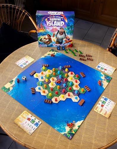 Asmodee - Survive The Island - Jeu de Société Famille pour Enfants dès 8 Ans - Jeu de Survie - Échappez à Une île en Train de sombrer avec Trésors et Monstres - 45 Min - 2 à 5 Joueurs - en Français