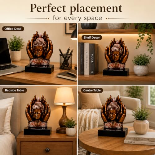 Image of ZAICUS Buddha Head in Praying Hands Showpiece for Home Decor, Meditating Buddha Statue, Spiritual Tabletop Figurine for Living Room, Office Desk & Zen Decoration
