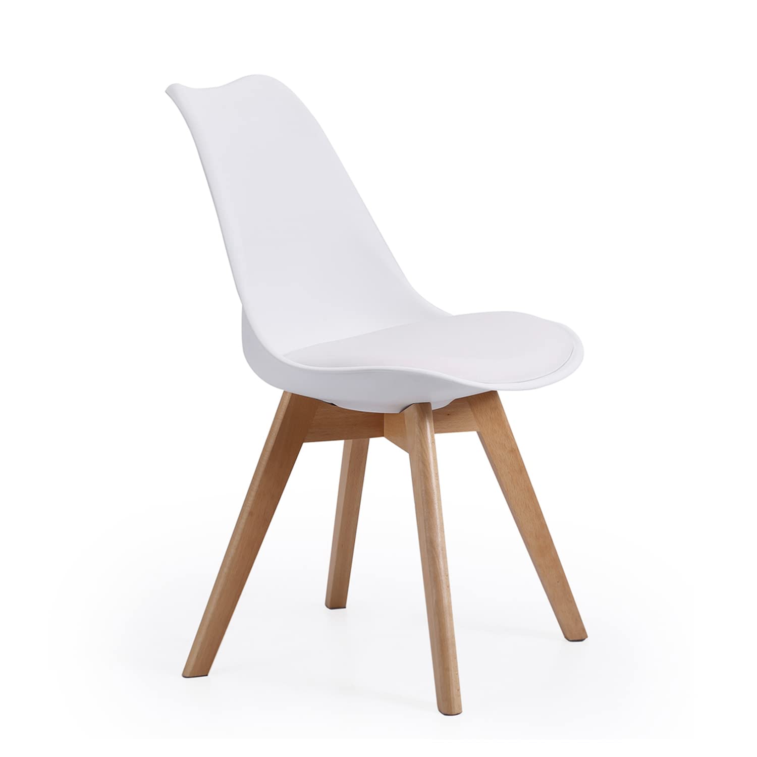 SHIITO | Modelo Otto - Silla de Comedor de Estilo Nórdico | 47 x 42 x 84 - Color Blanco| Diseño Sencillo y Elegante | con Patas de Haya