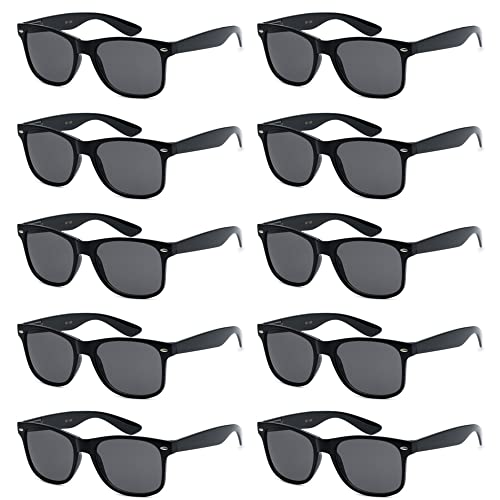 Got Shades Wholesale Bulk Unisex 80's Retro 100% UV Sunglasses for Adults - 10 Pack - w/Flex Hinges