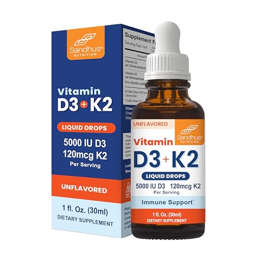 Sandhu's Vitamin D3 K2 Drops for Adults | 5000 IU