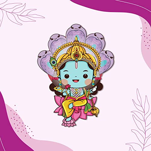 Image of Bhai Please Lord Vishnu Wooden Fridge Magnet | Vishnu Gift | Devotional Magnet | Hindu Gods Fridge Magnet | Spiritual Home Decor | Pooja Room Gift | Divine Magnet