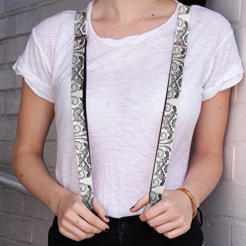 Tirantes premium Buckle-Down con herrajes resistentes en blanco y gris 2